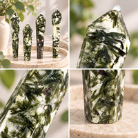 Bâtonnet de cristal de mica vert de 17 cm, poli, pointe énergétique, pierre de guérison pour la décoration intérieure, la méditation et l'utilisation Reiki
