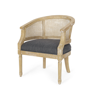 Fauteuil d'appoint moderne en rotin capitonné beige au design doux pour salon - Product Image 1