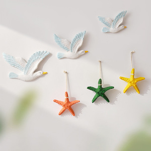 เครื่องประดับตกแต่งผนังรูปนกนางนวลสไตล์เมดิเตอร์เรเนียน ทำจากเรซิ่นสีขาว ของตกแต่งบ้านแบบแขวน - Product Image 2