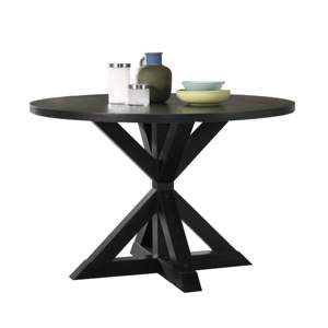 Mesa de comedor con base cruzada DB Windvale con parte superior de piedra sinterizada negra y patas de acero inoxidable para oficina en casa - Product Image 4