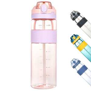 800ml Leak-proof Tritan Eco-Friendly Travel Gym Sports <b>Water</b> <b>Bottle</b> <b>Straw</b> One Click Open Lid Anti-Slip Silicone Sleeve Time - Product Image 1