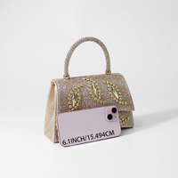 Bolso de Noche Trapezoidal de Lujo para Mujer, Cubierto de Diamantes de Imitación, Diseño de Solapa de Cristal Marquise, Asa de Muñeca con Diamantes para Bodas y Fiestas