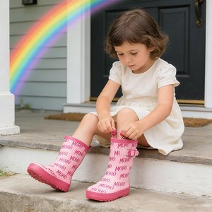 Hot <strong>Sale</strong> Kids Rubber Rain Shoes for Outdoor Rainy Pink <strong>Wellington</strong> <strong>Boot</strong> Toddler Waterproof Lightweight Cotton Lining Rain <strong>Boots</strong> - Product Image 6