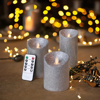 Set Lilin LED Tanpa Api 3 Buah dengan Remote Control, Nyala 3D, Lilin Parafin - Untuk Perayaan Tahun Baru & Wisuda
