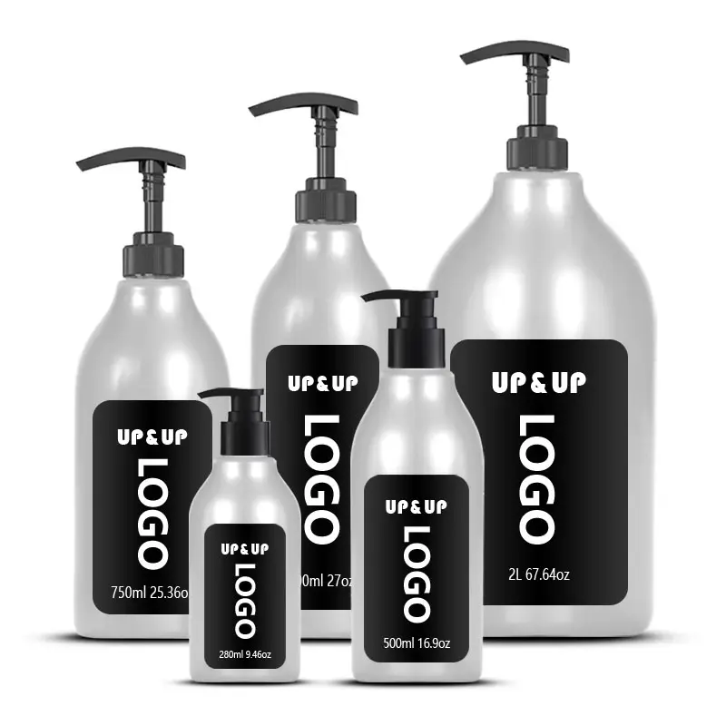 Etichetta personalizzata 250ml 500ml 750ml 800ml 2L flaconi per pompa di sapone liquido in plastica PET bianca per detersivo per bucato Shampoo Gel doccia