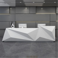 Bureau de luxe Long en marbre sous forme de l, à LED, bleu marine, pour Table d'hôte, comptoir de réception, pour Restaurant