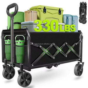 Carrito Plegable Resistente de Color Negro y Rojo, Ajustable, para Exteriores, Camping, Playa y Picnic - Product Image 1