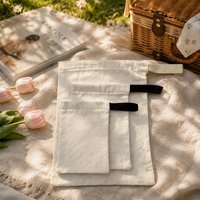 Pochette en toile à chevrons avec cordon de serrage, emballage cadeau d'affaires, sac en lin pour savon artisanal, minimaliste et moderne