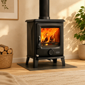 Estufa de Leña de Hierro Fundido Reforzado, Chimenea Independiente para Interiores - Product Image 4