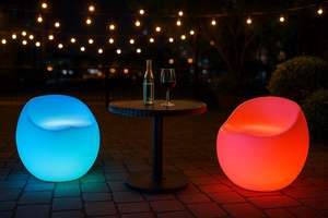 Tabouret <span class=keywords><strong>de</strong></span> bar LED haut <span class=keywords><strong>de</strong></span> gamme <span class=keywords><strong>de</strong></span> style européen moderne avec lumières RGB, résistant à l'eau et écologique, pour bar à domicile, hôtel, cuisine et utilisation en extérieur - Product Image 6