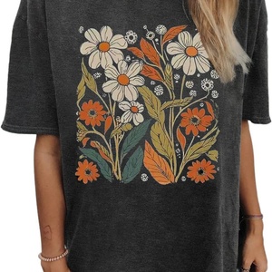 Women's Vintage Floral <b>Boho</b> Wildflower 3D Summer Short Sleeve Casual T-<b>Shirt</b> - Product Image 2