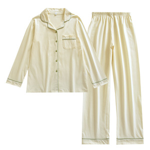 <span class=keywords><strong>Pigiama</strong></span> da <span class=keywords><strong>donna</strong></span> in <span class=keywords><strong>cotone</strong></span> lavorato a maglia per primavera e autunno, con elastico in vita, tinta unita, casual, ampio, a maniche lunghe con colletto a risvolto e pantaloni lunghi - Product Image 5