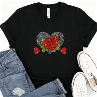 Transferts thermocollants personnalisés en strass Bling Love Rose pour T-shirt