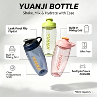 Nouvelle bouteille de shaker protéiné 750 ml sans BPA, anti-fuite, pour la salle de sport, le sport, avec grille de mélange pour les entraînements de fitness