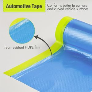 <span class=keywords><strong>Film</strong></span> de masquage pré-adhésif pour peinture, bâche plastique bleue avec ruban adhésif automobile et bâche de protection pour couvrir voitures et murs - Product Image 4