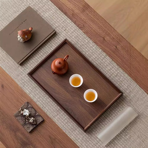 Wooden Serving <b>Tray</b> Walnut Color Rectangular Multi Size Japanese Style Tea Dry Fruit <b>Dinner</b> Plate - Product Image 4