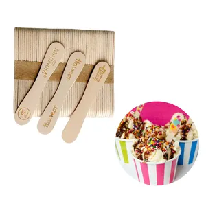 Confezionato singolarmente con cucchiaio da gelato in legno di carta fresco design personalizzato creativo cucchiai da gelato con etichetta privata in legno