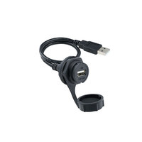 Connecteur de prise femelle à montage sur panneau circulaire USB à port unique étanche IP68 noir LSHITECH M25
