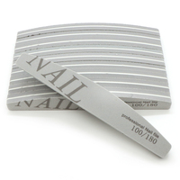 Vente en gros de limes à ongles en éponge demi-lune grises à double face, grain 100/180, lavables, outils professionnels de beauté pour la manucure