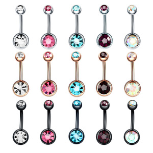 10 pièces 14G acier chirurgical rond zircon cubique corps <span class=keywords><strong>Piercing</strong></span> bijoux <span class=keywords><strong>nombril</strong></span> anneaux pour femmes et filles - Product Image 1
