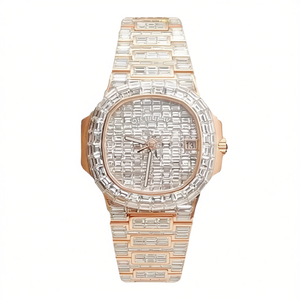 Reloj de Lujo para Hombre con Diamantes Moissanite y Cuarzo, Correa de Acero Inoxidable, Caja Cuadrada, Esfera Analógica, Visualización de Fecha, Estilo Ejecutivo - Product Image 1