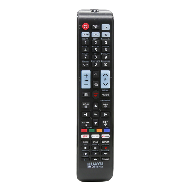 HUAYU RM-L1080 Plus IR 4-in-1 Multi-Device Universal Remote Control with Rolling Code 55 Buttons Compatible Cable/SAT/DVD/BD