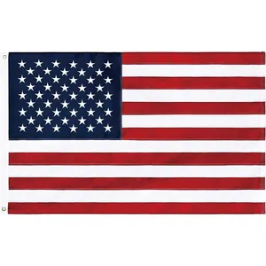 Promotional High Quality Blue White Red Vivid Color 100% Polyester 210D Embroidery Oxford Nylon American US Flag For USA