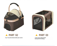 Poussettes de voyage de luxe à 2 niveaux, détachables, coupe-vent, spacieuses, légères et pliables pour deux animaux de compagnie (2 chiens)