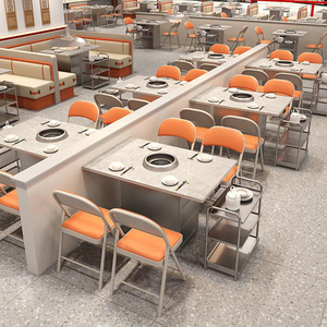 Ensemble de <span class=keywords><strong>table</strong></span> et de chaises de barbecue de <span class=keywords><strong>restaurant</strong></span> commercial XZY, facile à nettoyer, avec banquette en cuir - Product Image 5