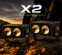 Lampu Grille Otomotif Senlo X2 Plus Dua Warna, Lampu Depan Eksternal Mobil 12V, Proyektor Spotlight SUV, Kit Pemasangan IP68