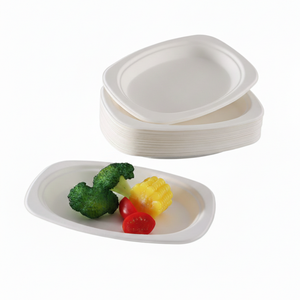 Assiette ovale en bagasse de 9 pouces, biodégradable, compostable, blanche, pour la restauration, vente en gros - Product Image 5