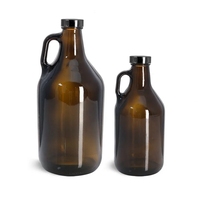 Bouteilles en verre de 1 gallon, bouteilles de fermentation ambrées avec couvercle hermétique, bouteille d'eau de 128 oz avec poignée pour kombucha, bière, jus