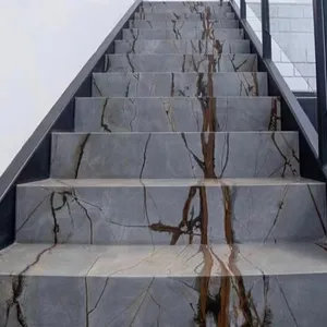Giá bán buôn trang trí nội thất đá cong cầu thang thiết kế cầu thang gạch đá cẩm thạch trắng cầu thang bước