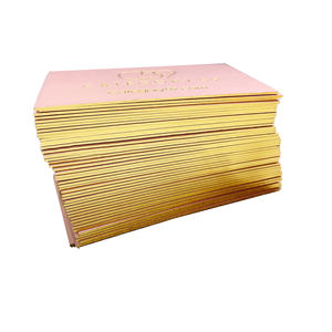 Cartes de visite personnalisées avec estampage à chaud double face en or avec bordure dorée, papier texturé rose de qualité supérieure, cartes de visite pour la marque - Product Image 4