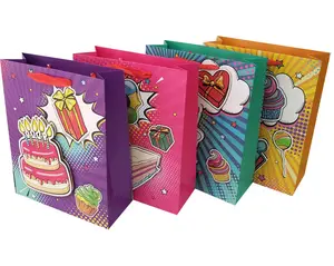 Hot sale colorful cheap art paper bag for birthday gift