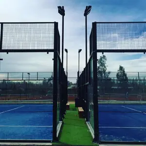 실내 야외 패들 스포츠 테니스 장비 지붕이있는 파노라마 패들 테니스 코트