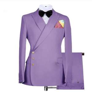 Luce blu abiti da uomo italiano 3 <span class=keywords><strong>bottoni</strong></span> doppiopetto su misura <span class=keywords><strong>pantaloni</strong></span> Blazer Business con abiti da sposa per gli uomini - Product Image 2