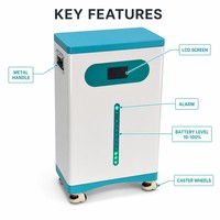 Batterie LiFePO4 16076Wh 51.2V 314Ah sur Chariot Mobile, Décharge 200A, 6000 Cycles, WiFi, Application, Écran Tactile, RS485, CAN, Solaire, Éolien