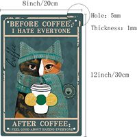 Plaque murale rustique en métal imprimée UV, thème Feng Shui, pour décoration de café, cadeau amusant pour les amoureux, idéale pour café pour animaux de compagnie