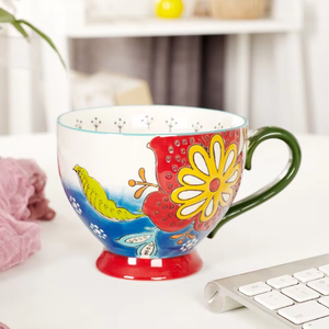 Tasse à café en céramique de style Van Gogh européen, 500 ml, en porcelaine fine, peinte à la main, motif floral, pour le petit-déjeuner - Product Image 2