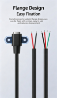 Kabel Pengisi Daya 2-Core Tipe-C Female, Konektor Tunggal USB Female Horizontal Dengan Lubang Sekrup Pemasangan, Kabel Data 4-Core