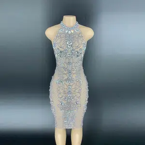 Роскошное платье в бразильском стиле для ночного клуба, танцевальное мини-платье с кристаллами, вечерние платья для певицы, костюм певицы