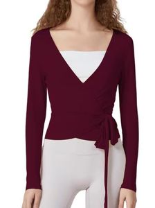 Camiseta Deportiva de Yoga para Mujer SUNTON, Primavera 2026, Manga Larga, Cuello en V, Ajustada, Transpirable, con Ribete de Encaje y Tejido Acordonado - Product Image 6