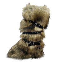 Nouvelles bottes de neige chaudes et décontractées pour femme, sexy, à tige haute, en peluche, avec boucle croisée et semelle intérieure en caoutchouc