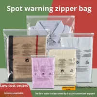 Stock prêt Transparent PE auto-scellant CPE emballage de stockage de vêtements sac à fermeture éclair givré impression d'écran d'avertissement transfrontalier