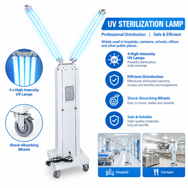 Mobile UV Disinfection Trolley Remote Control 254nm UVC Germicidal Lamp Cart  Ultraviolet Sterilization Cart