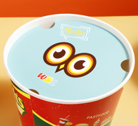 Seau à popcorn personnalisé avec logo imprimé, qualité alimentaire, jetable, pour poulet frit KFC, avec couvercle en papier