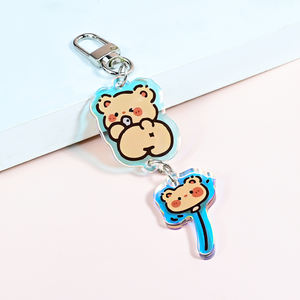 귀여운 플라스틱 사용자 정의 모양의 양면 애니메이션 아크릴 UV 인쇄 무지개 열쇠 고리 액세서리 스탠드 전화 매력 열쇠 고리 - Product Image 2