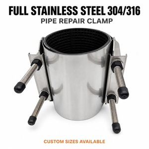Collier <span class=keywords><strong>de</strong></span> serrage <span class=keywords><strong>de</strong></span> réparation robuste en acier inoxydable pour raccords <span class=keywords><strong>de</strong></span> tuyauterie à large plage <span class=keywords><strong>de</strong></span> réglage pour systèmes d'alimentation en eau et d'évacuation - Product Image 1