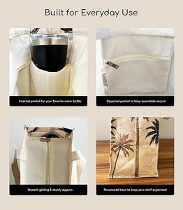 Bolsa de Lona con Estética Veraniega, con Bolsillo con Cremallera, Resistente, para el Trabajo, Gimnasio, Yoga, Playa - Product Image 5